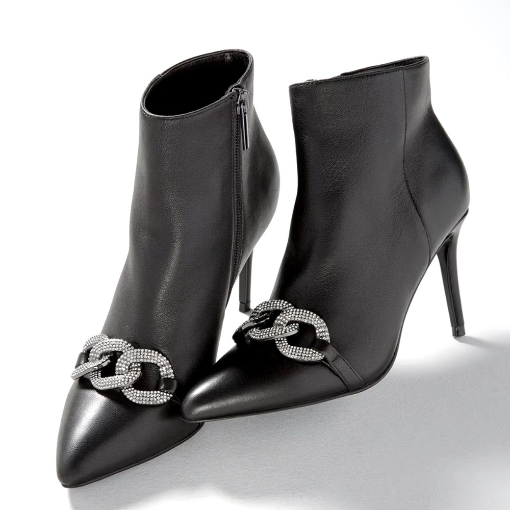 WHBM HEMATITE CHAIN MID-HEEL BOOTIE - Picture 2 of 5